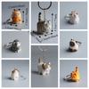 Creative Wooden Carving Cat Keychain Handmade Siamese Cat Keyring  Hanging Accessory