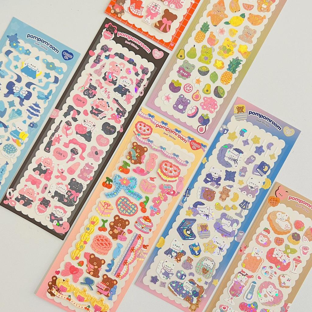 Korea Populární stejná kreslená laserová dekorativní nálepka DIY gooka materiál PET spodní bezešvé nálepka