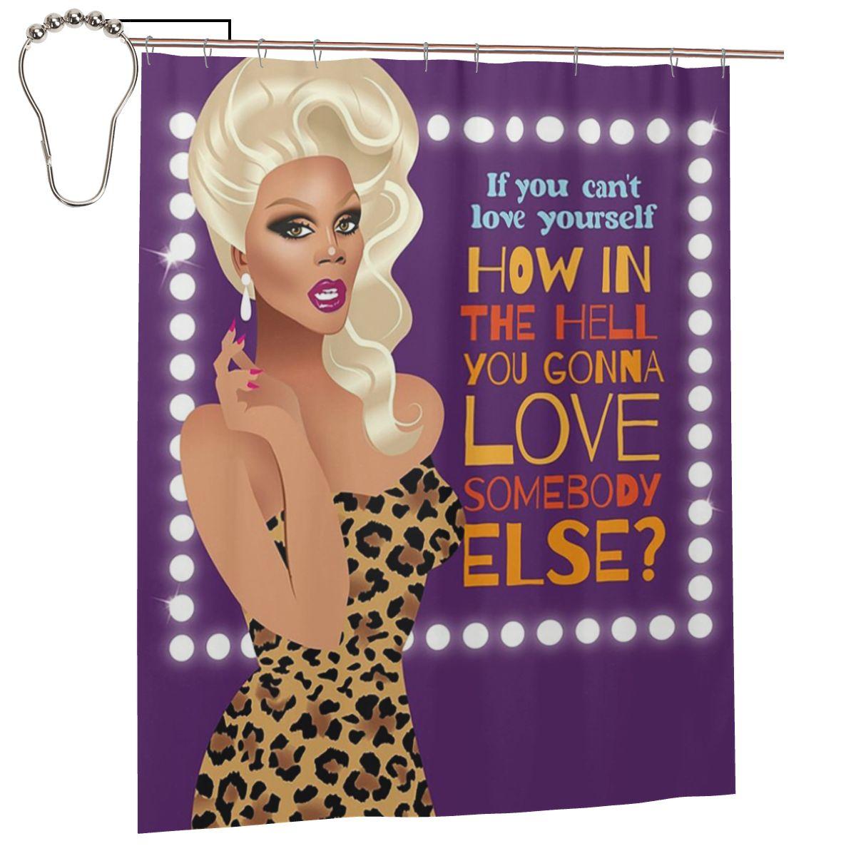 

Drag Queen Royalty Rupaul S Drag Race Rupaul Rpdr Shower Curtain Bathroom Polyester Waterproof Bath Curtains With Hooks W60H190(CM)-1 Pcs