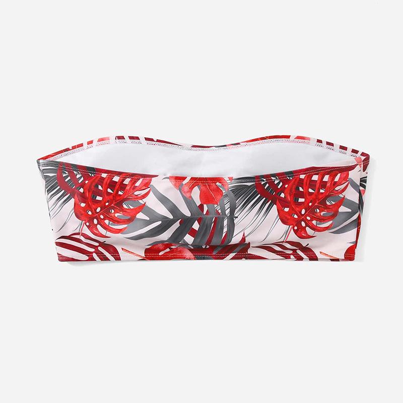 2025 Plus Size Print Bandeau Swimsuit - European & American Style Bikini for Women