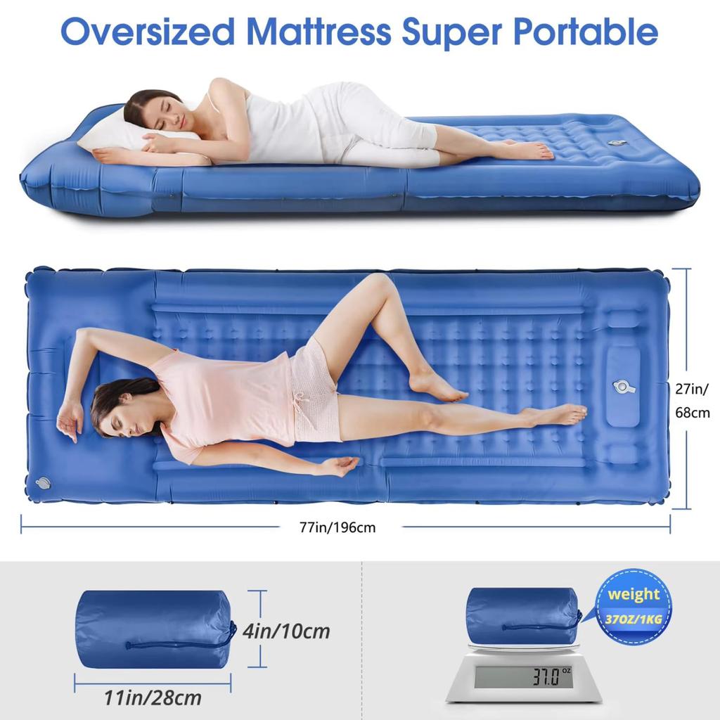 Comfortable Air Mattress for Car Camping, 13cm Thick (navy Blue)