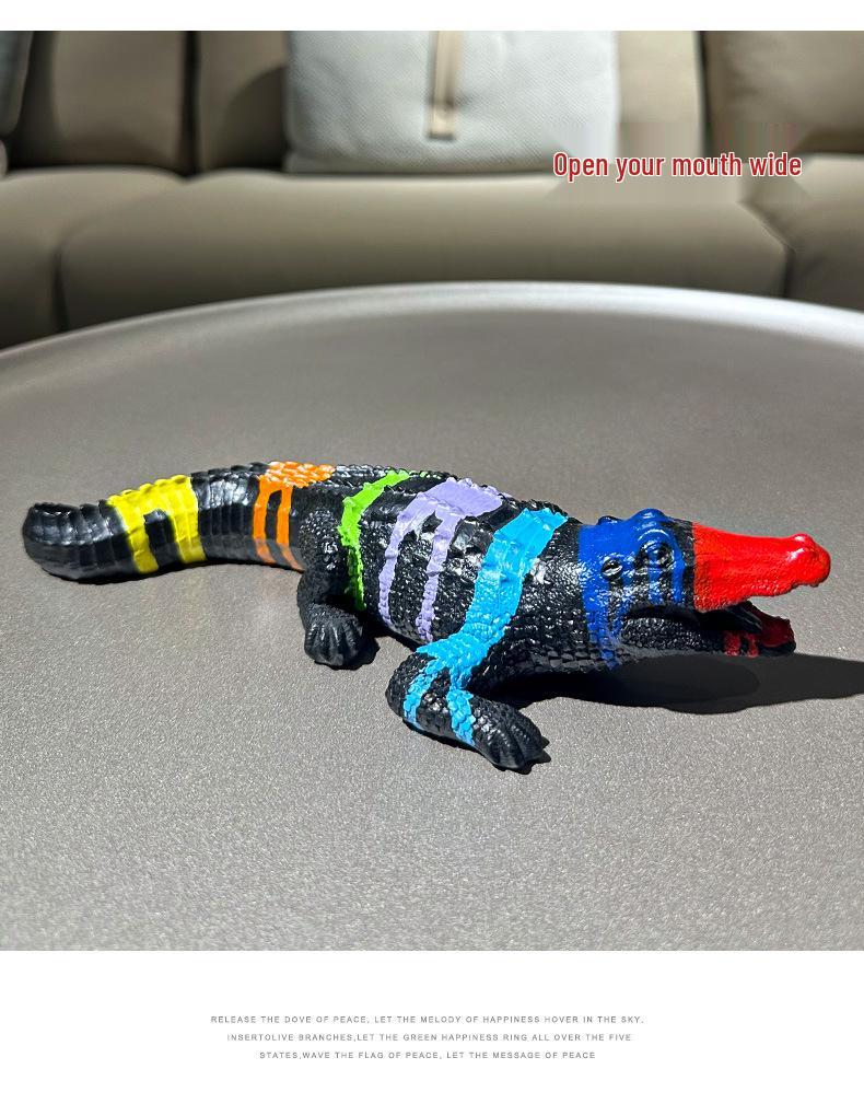 Colorful Resin Crocodile Ornament for Living Room or Office Decor