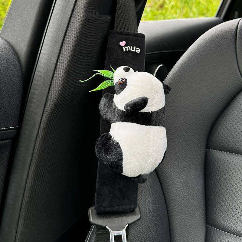 Car Seat Belt Shoulder Cover Cute Panda Children Neck Plush Protective Cover Interior Decoration Supplies