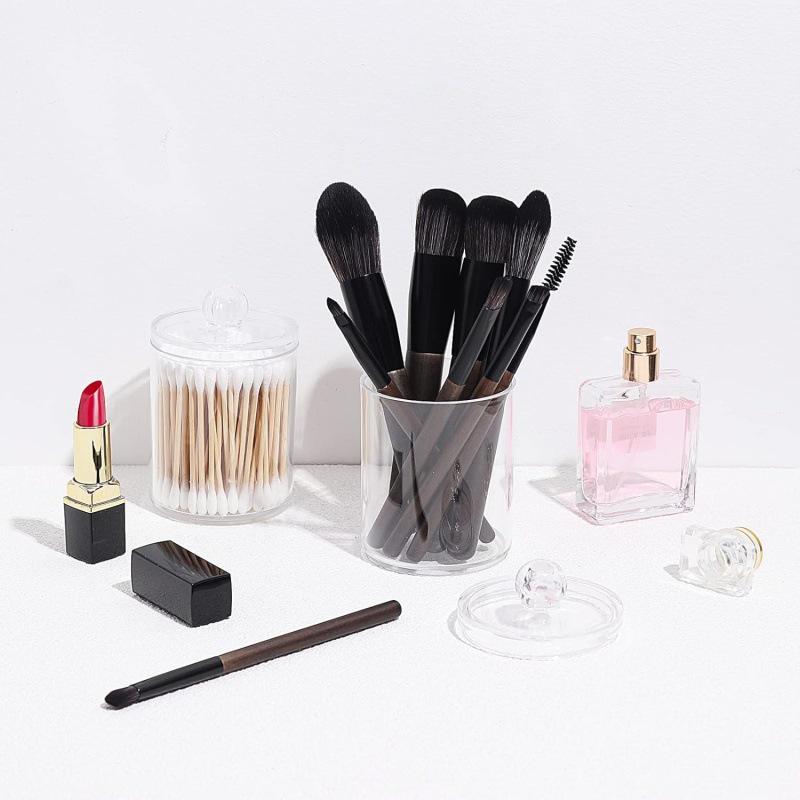 Transparent Bathroom Storage Jar for Cotton Swabs, Toothpicks, and Floss