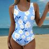 Summer Sexy Vintage Pattern Printed One-piece Swimsuit Slim Fit , Deep U-back Design, Beach Pool Vacation Eye-catching Fashion Swimsuit