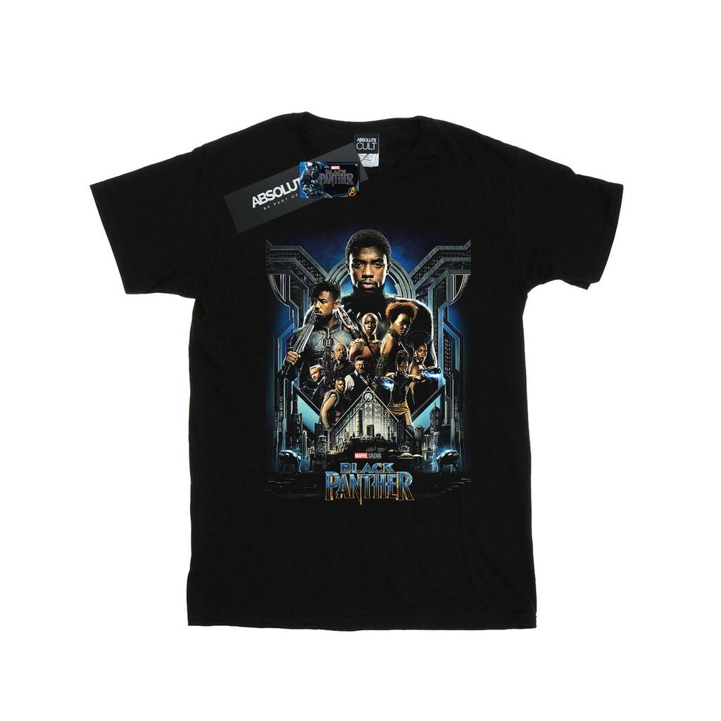 Marvel Womens/Ladies Black Panther Movie Poster Cotton Boyfriend T-Shirt