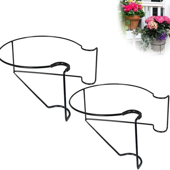 GIOTUK Set 3 Vasi Da Fiori In Metallo Da Appendere - Per Recinzioni E Ringhiere, Con Ganci E Fori Di Drenaggio, Uso Esterno, Nero