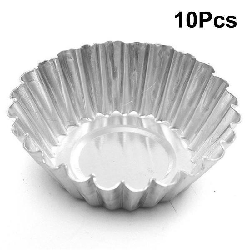 6/10/20Pcs Egg Tart Molds - Aluminum Alloy Reusable Non-stick Flower/Round Cupcake Mold Pudding Jelly Mold Muffin Baking Cup