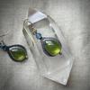 San Jie Retro Green Gemstone Water Drop Earrings - European & American Style
