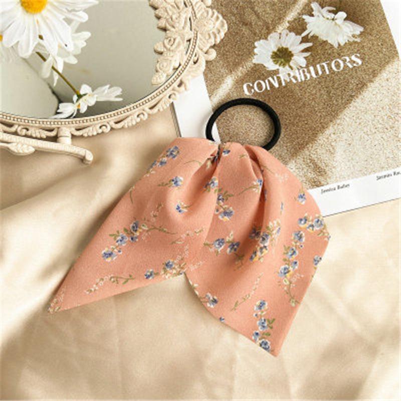 

Bohemian Fashion Flower Printed Satin Elastic Long Ribbon Hair Bands Ponytail Scarf Hair Tie Women Scrunchies Hair Accessories