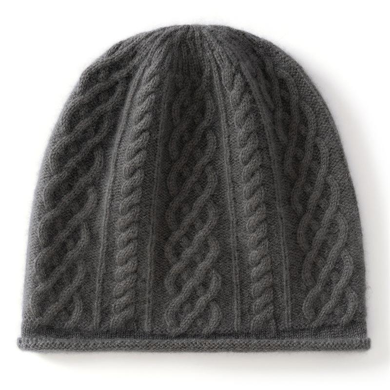 New autumn and winter cashmere classic three-dimensional twist pattern knitting simple, gentle, warm and cold-proof men's and women's knitted hats