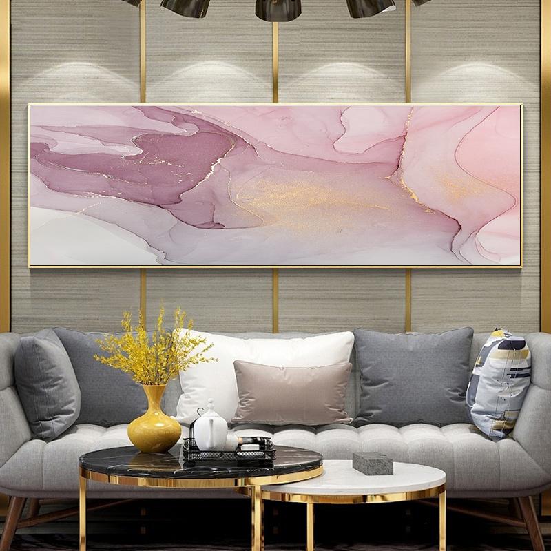 Modern Abstract Long Pink Marble Pattern Poster Bedroom Canvas Paintings Prints Wall Art Pictures for Living Room Home Decor