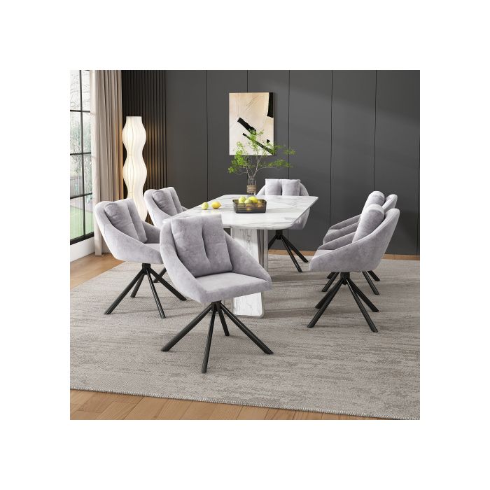 Chaise De Salle À Manger - MUVOE - Pivotante - Velours Gris - Ergonomique - Design Moderne