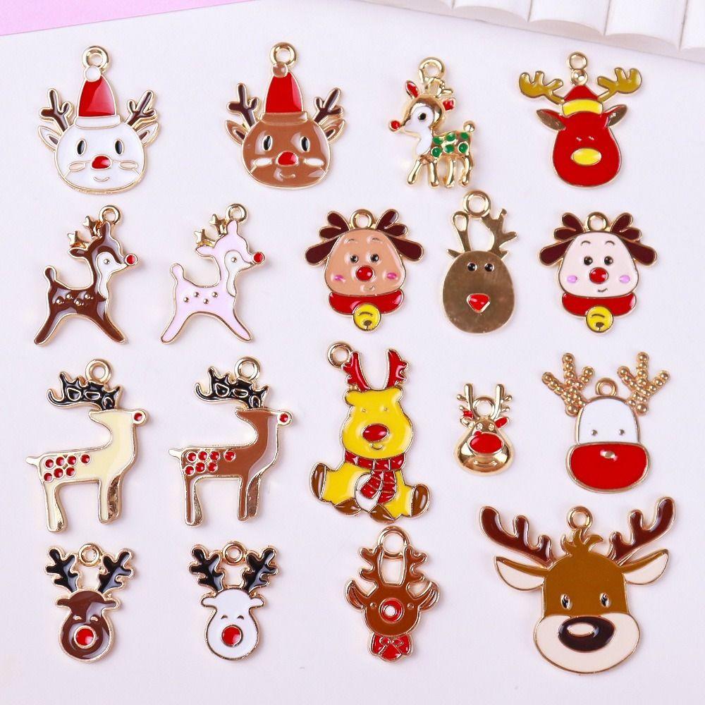 Mixed Colors Christmas Enamel Charms 20/100pcs Bulk Enamel Coating Christmas Tree Pendants DIY Accessories Random Mixed
