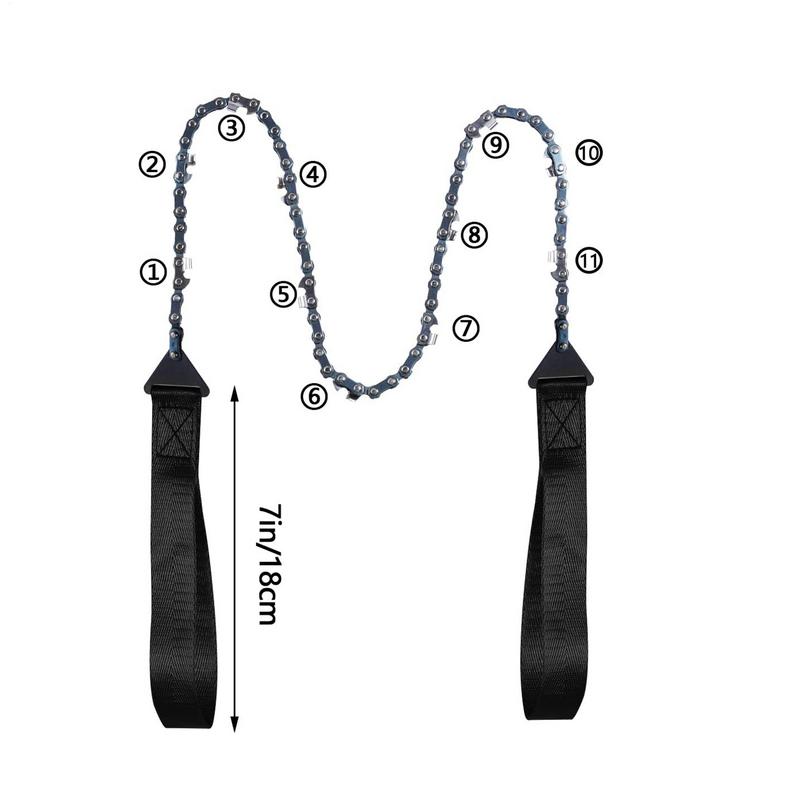 Rope Chain Saw Portable Survival Chain Saw Folding Anti-Slip 11-Tooth Chainsaw For Camping Gardening Outdoor Hiking Survival