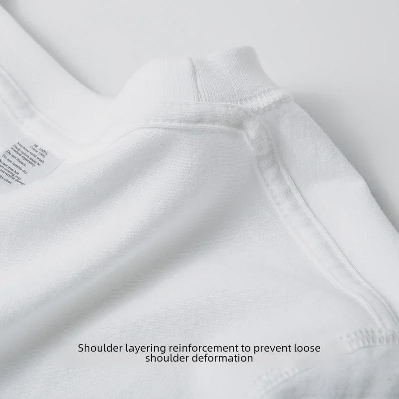 T-shirt à manches courtes en coton épais pour femme, couleur unie