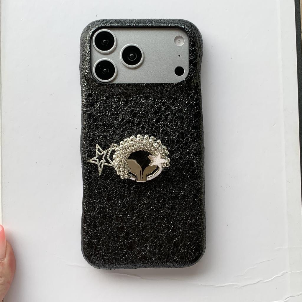 Fashion Glitter shell texture Pearl ring kickstand Phone Case For iPhone 17 Pro Max 16 Plus 15 14 13 12 Comfortable Grip Cover