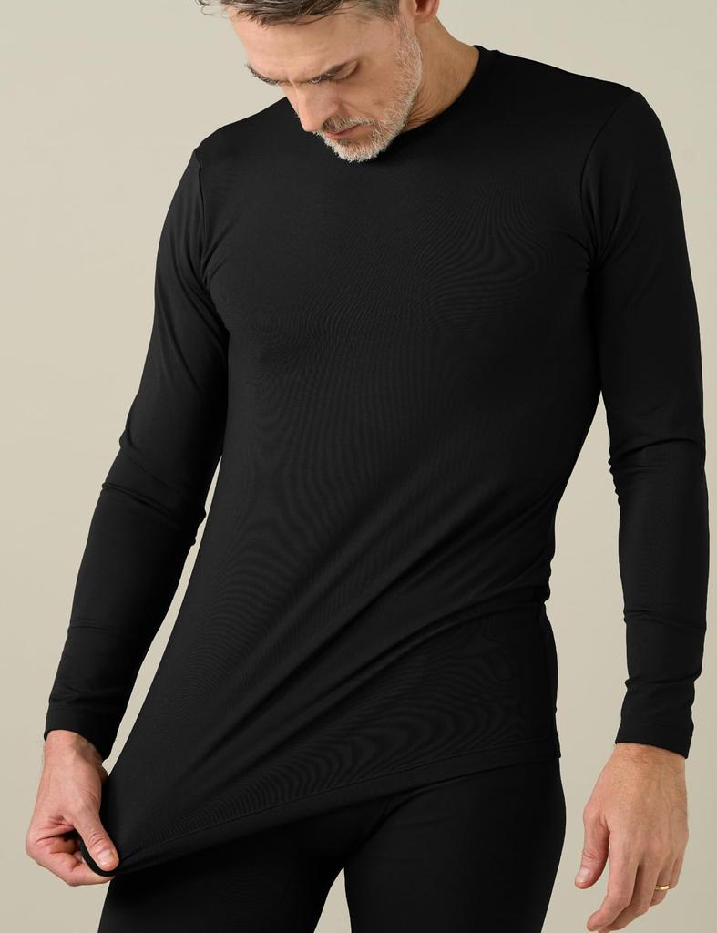 (Rapasa) Warm Inner Cold Weather Underwear Long Sleeve Shirt Inner Underwear [3. 2 Black PiecesMedium Thick Shirt, L