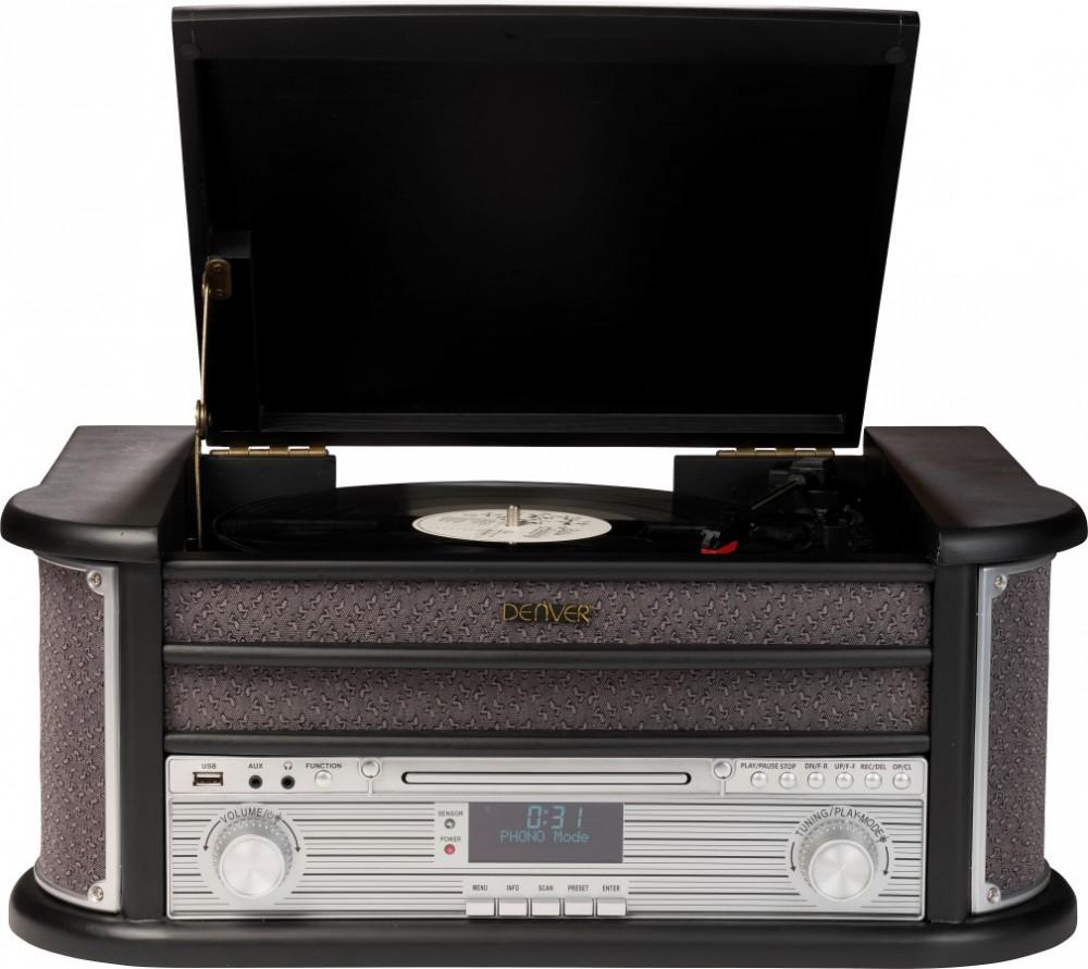 Gramofon Denver MRD-51 Retro, CD, USB, Kassette, Radio FM und DAB, schwarz, Denver