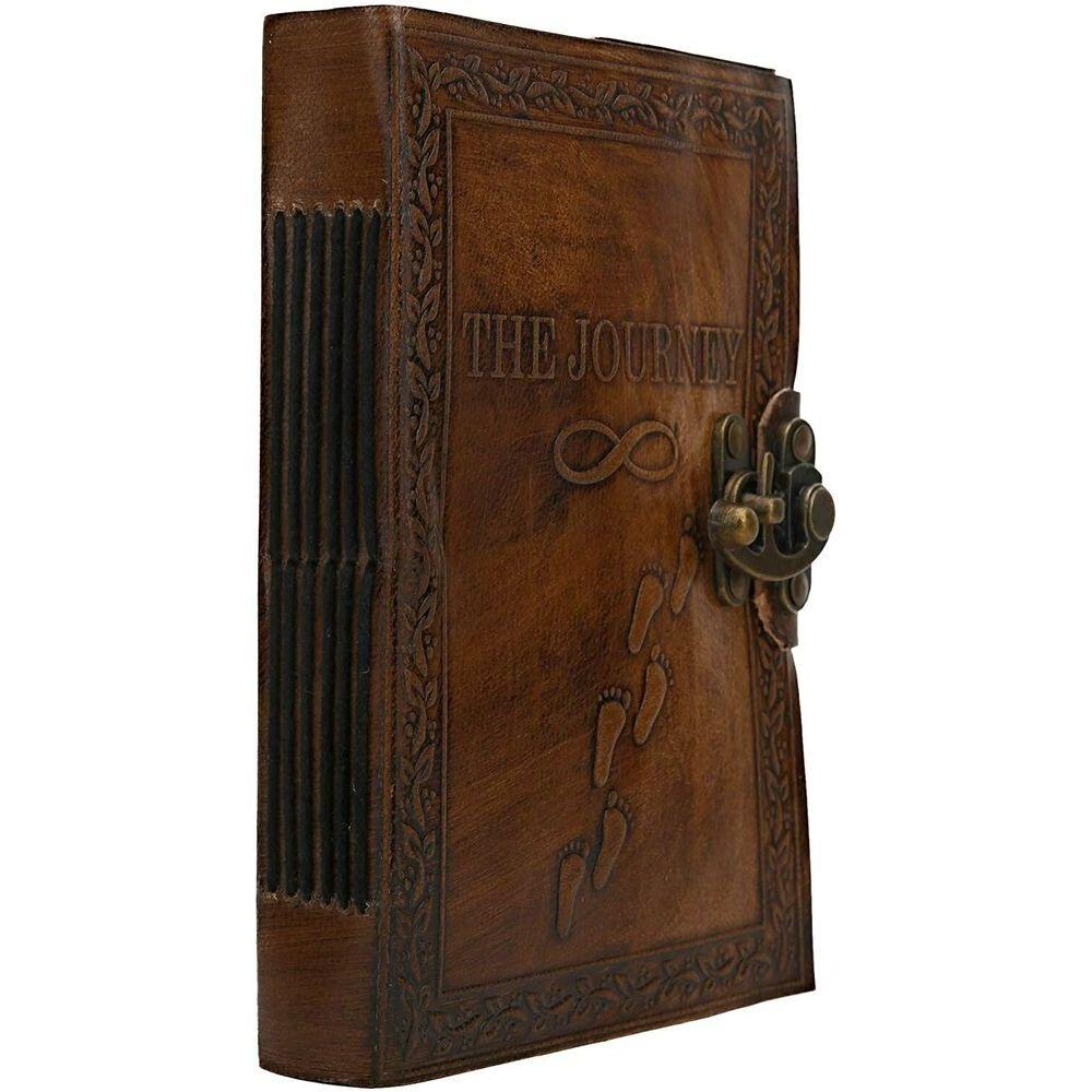 Vintage Travel Leather Journal Men Women Genuine Leather Sketchbook with Lock