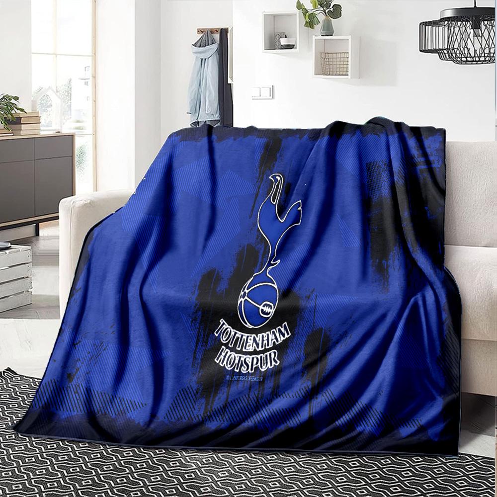 Tottenham Wappen Design Flanelldecke, Weiches Polyester, Modernes Design, Ganzjahres- für Camping, Reisen, Geschenke für Feiertage oder Geburtstage