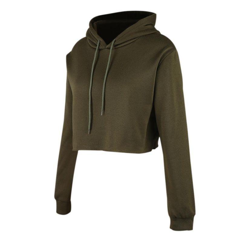 Womens Sweatshirt Hoodie Crop Top Solid Cat Ear Long Sleeve Cropped Pullover BN Womens Sweatshirt Hoodie Crop Top Solid Cat Ear Long Sleeve Cropped Pullover BN