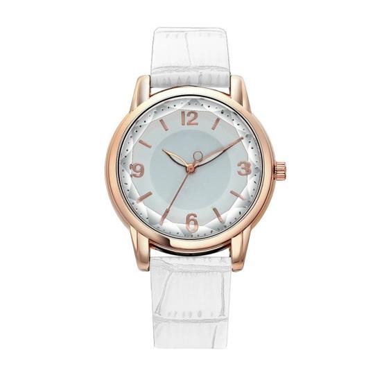 Women Simple Bracelet Dainty Watch Elegant Analog Quartz Watch Luxury Ladies Adjustable Leather Strap белый