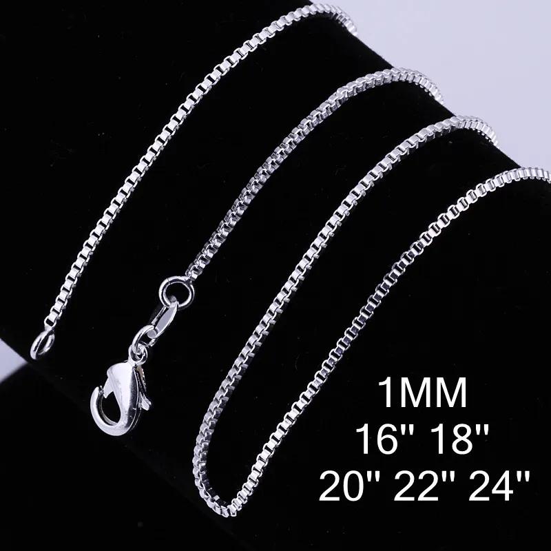 1MM 925 Sterling Silver Chain Fashion Sliver Necklace High Quality Snake Chain For Men And Women Jewelry