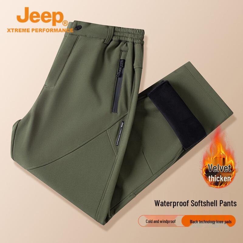 JEEP Men s Waterproof Fleece-lined Softshell Hiking Pants L