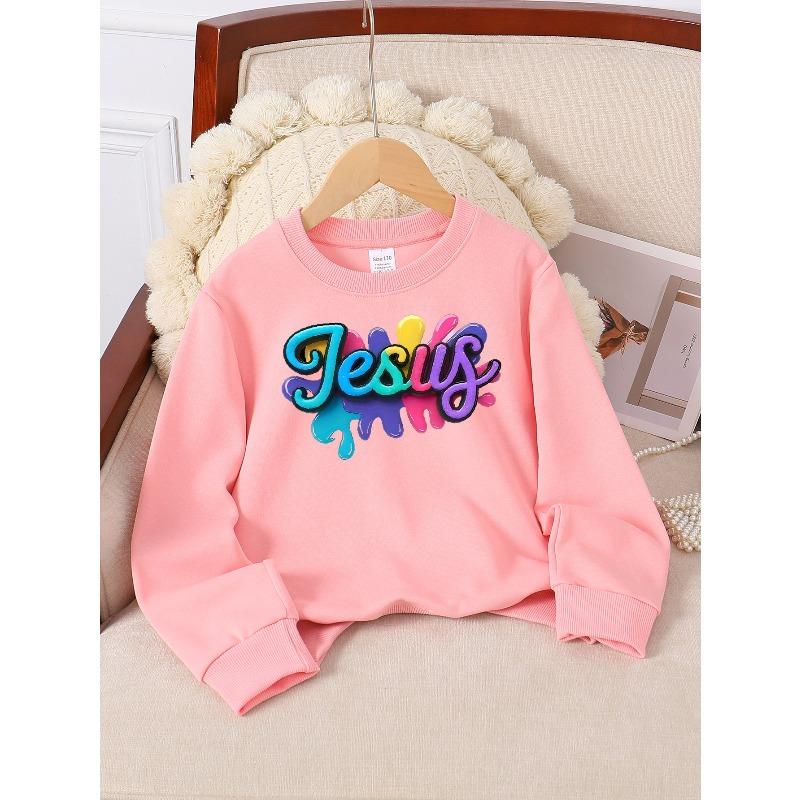 Vibrant -Themed Artwork on A Girls' Crew Neck Sweatshirt, Perfect for Autumn and Winter in A Western Style,