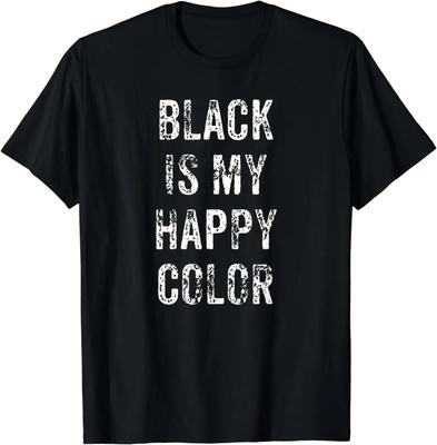 Funny Black Is My Happy Color Goth Punk Emo Gift TShirt  Men Clothing Tops Vintage T Shirt Streetwear Emo Camisetas