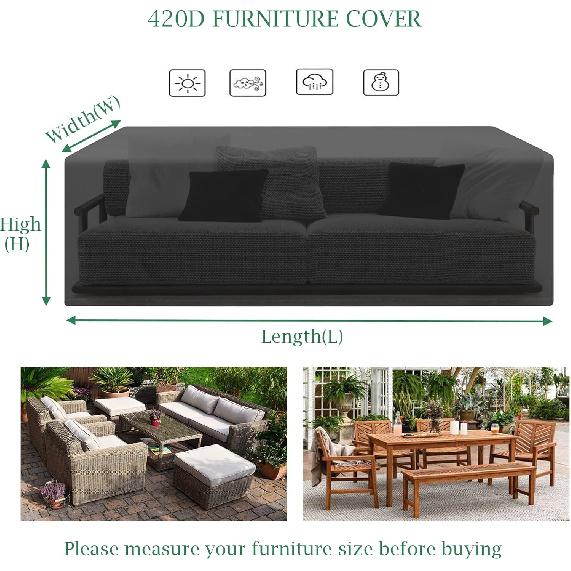 Patio Furniture Covers 48" L x 48" W x 29" H, Garden Furniture Covers Waterproof, Heavy Duty Patio Furniture Covers, Dust Proof Tear-Resistant
