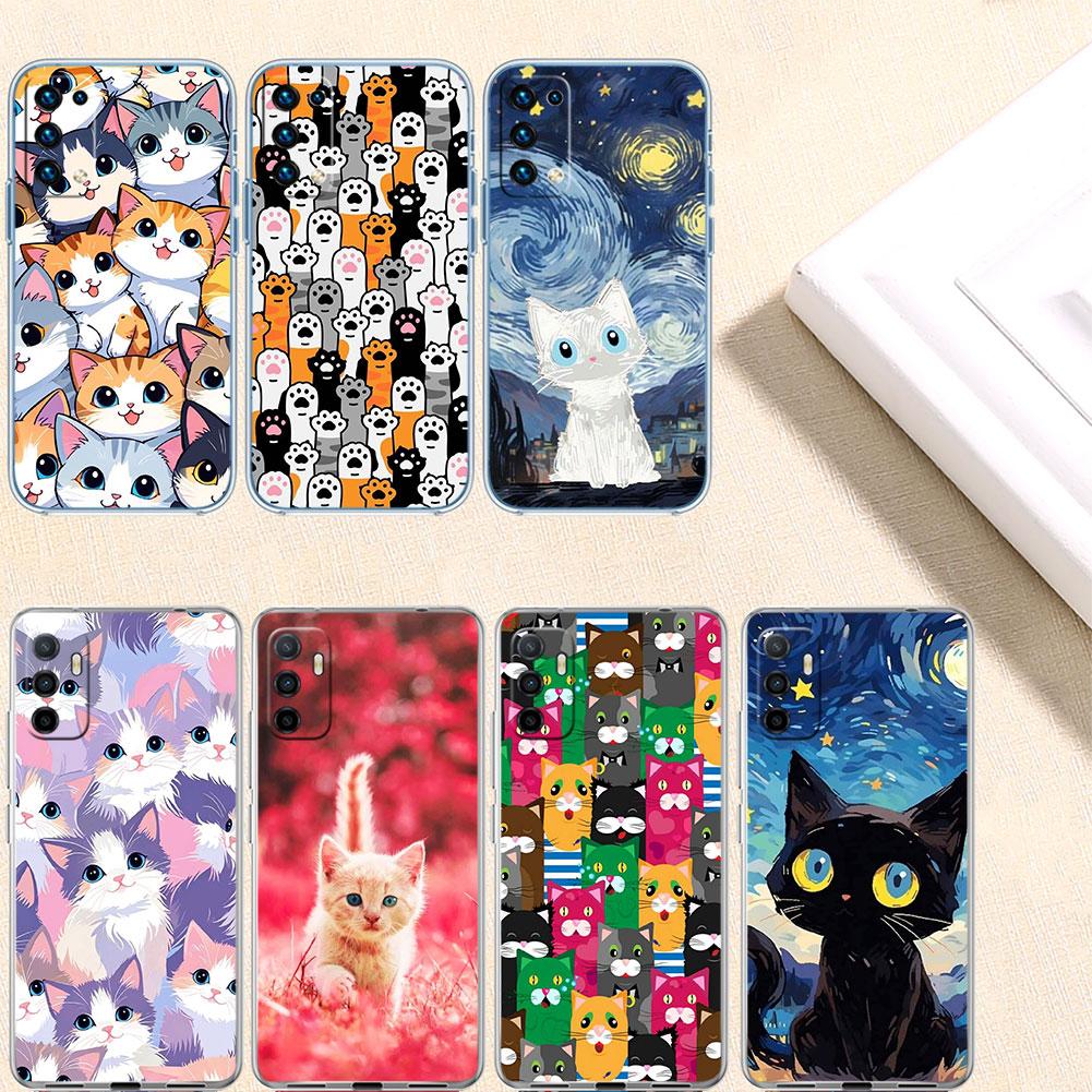 Cat Kitten Cute Transparent Phone Case for Samsung Galaxy A04 A04S A14 A23 A34 A54 M23 M33 M52 M53