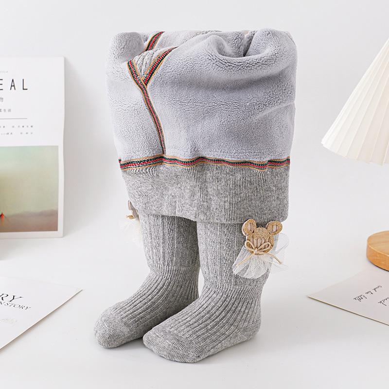 

Детские штаны с мягкой подкладкой, утолщенные детские колготки, осенние и зимние цельные детские нижние носки для девочек 60-75cm