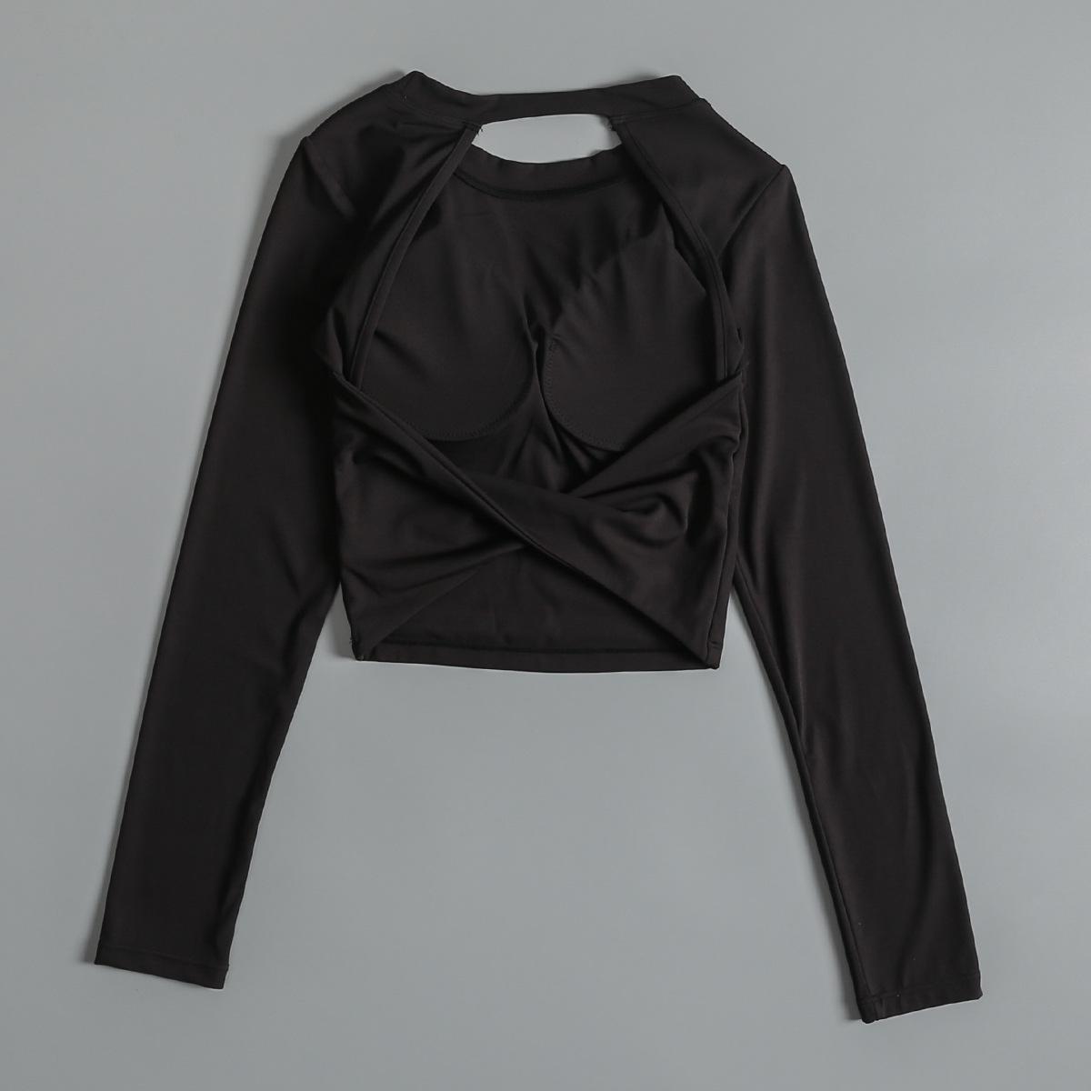 

2024 Осень/Зима Сексуальный Топ с Открытой Спиной с Длинным Рукавом для Йоги и Пилатеса для Европейского и Американского Рынка Large