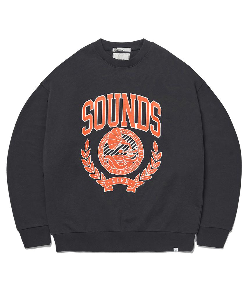 SOUNDSLIFE Flocking Printing Sweatshirts Charcoal