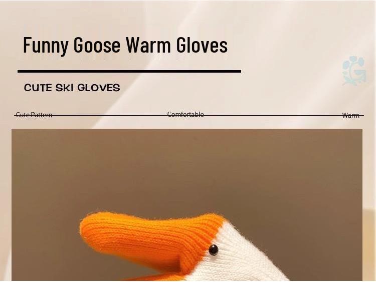 Creative Goose Wool Fingerless Gloves for Women – Warm Winter Velvet, Thick, Cold-Proof, Cute for Couples & Students