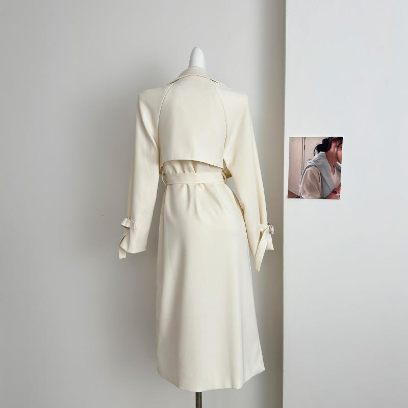 Autumn New Women's Mid-length White Tight Waist Casual Coat
