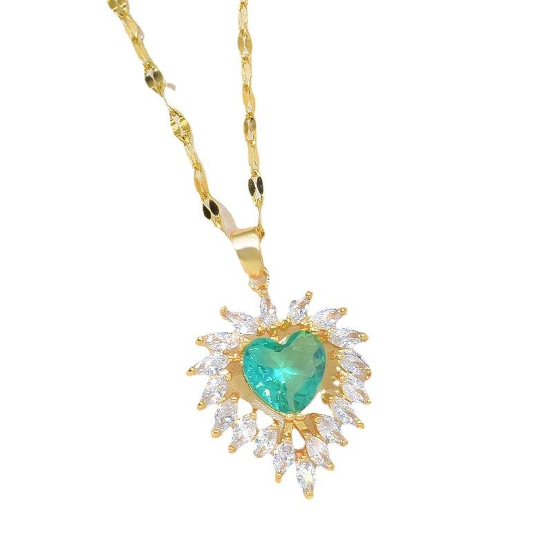 Small Feather Necklace Ethnic Style Retro Versatile Women'S Collarbone Chain Inlaid With Precious Stones Exquisite Jewelry