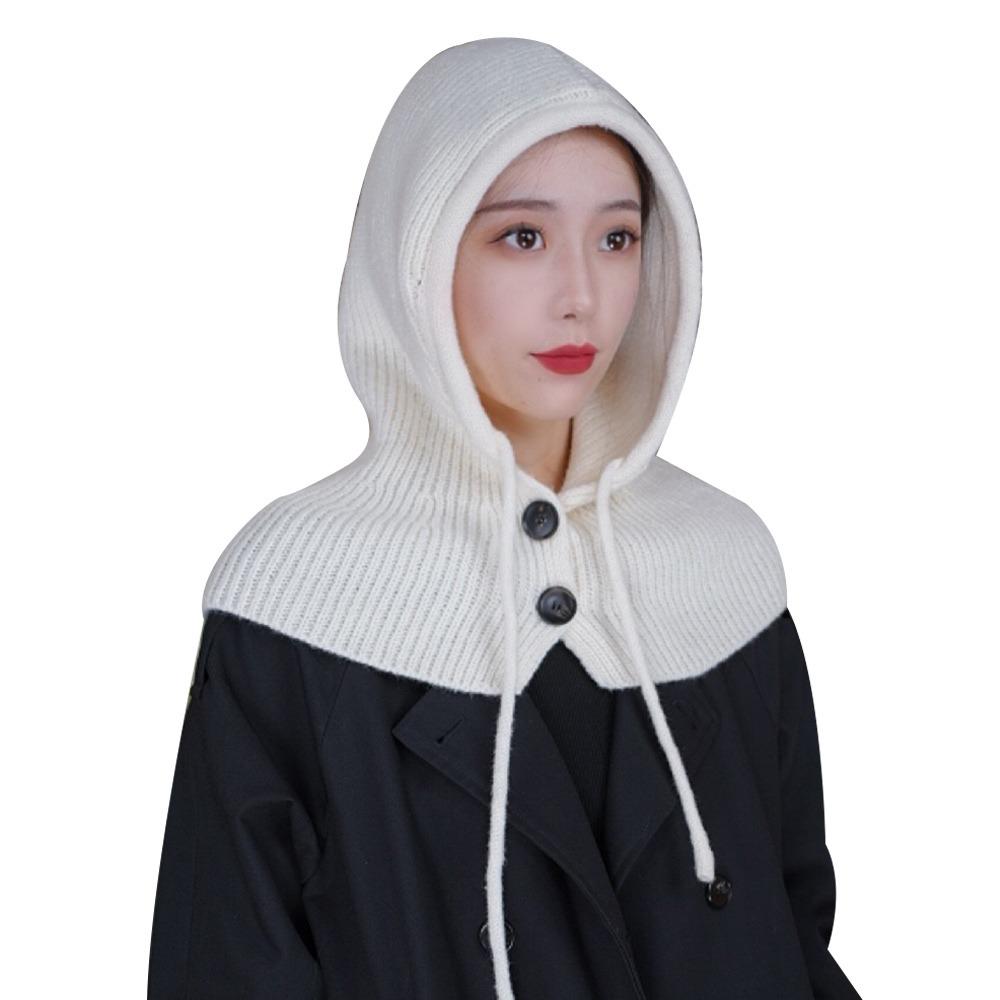 Fashion Ear Protection Winter Balaclava Windproof Drawstring Hooded Beanie Hats Warm Knitted Hooded Cap Unisex