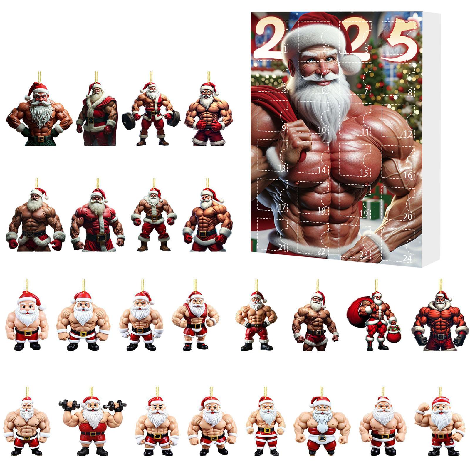 

2026 Christmas Advent Calendar Multi-Purpose Christmas Countdown Calendar 24 Piece Plush Santa Claus Dolls Decor For Xmas Tree 260x180x30mm