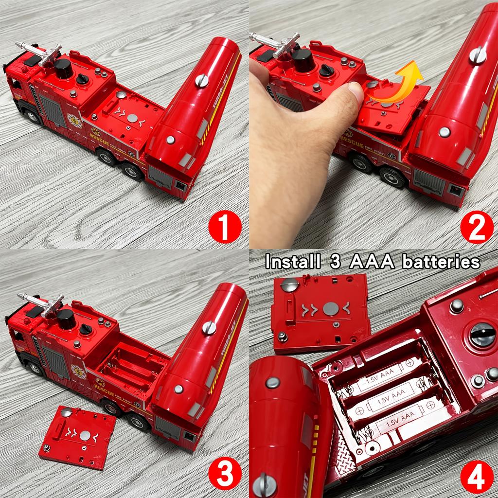 A Fire Truck with an Alloy Cabin, Can Spray + Water Spray, Move Forward, Suitable for Over 6 Years Old, Perfect Gift