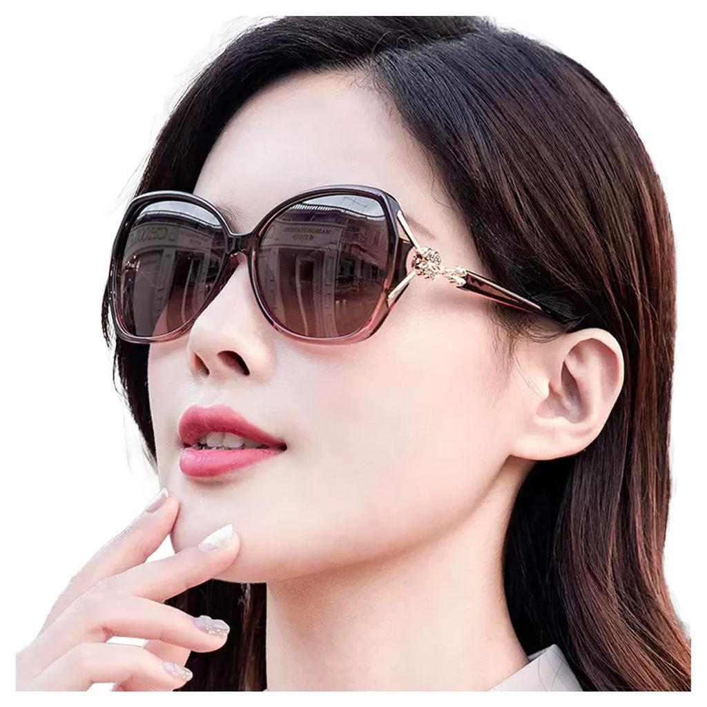 Sunglasses for for UV Slimming Jewelry Gradient UV400 [fortulux] Women, Driving, Protection, Polarized, Effect, Ultra-lightweight, Clover, Frame,