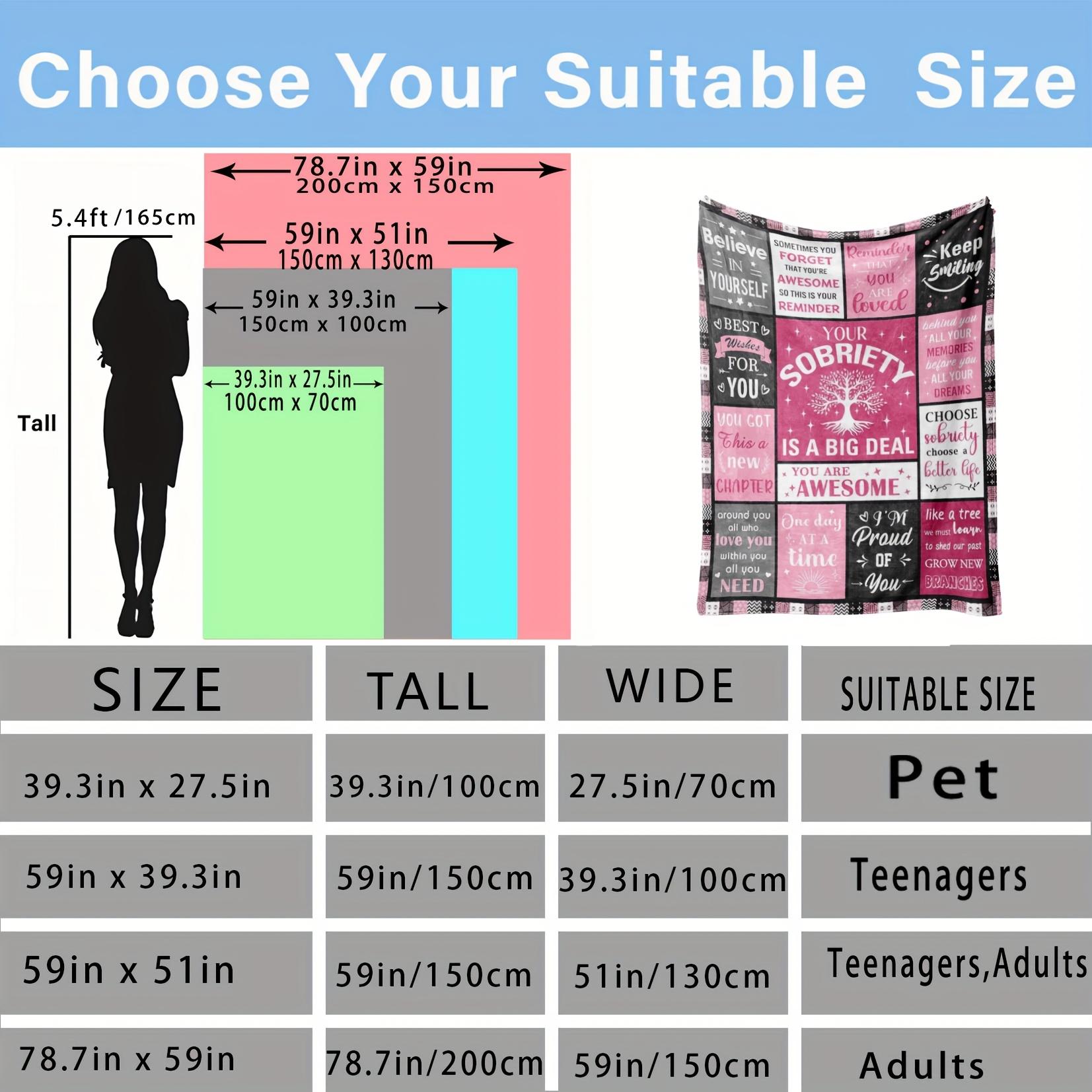 1pc Sobriety Gifts for Women, Sobriety Blanket, Addiction Recovery Gifts, Sobriety Gift Ideas Blanket, Sobriety Flannel Blanket for Women Gi 100x150cm