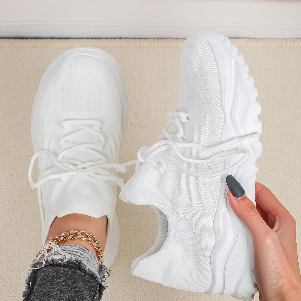 Fashion Chunky Shoes Platform Sneakers for Women Knitted Men's Casual Sports Shoes Breathable Trainers Elastic Slip-on Shoes