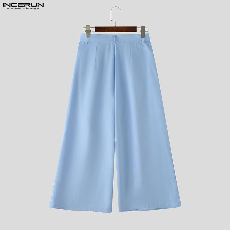INCERUN Two Pieces Summer Men Lapel Neck Short Sleeve Cropped Tops and Pants Sets