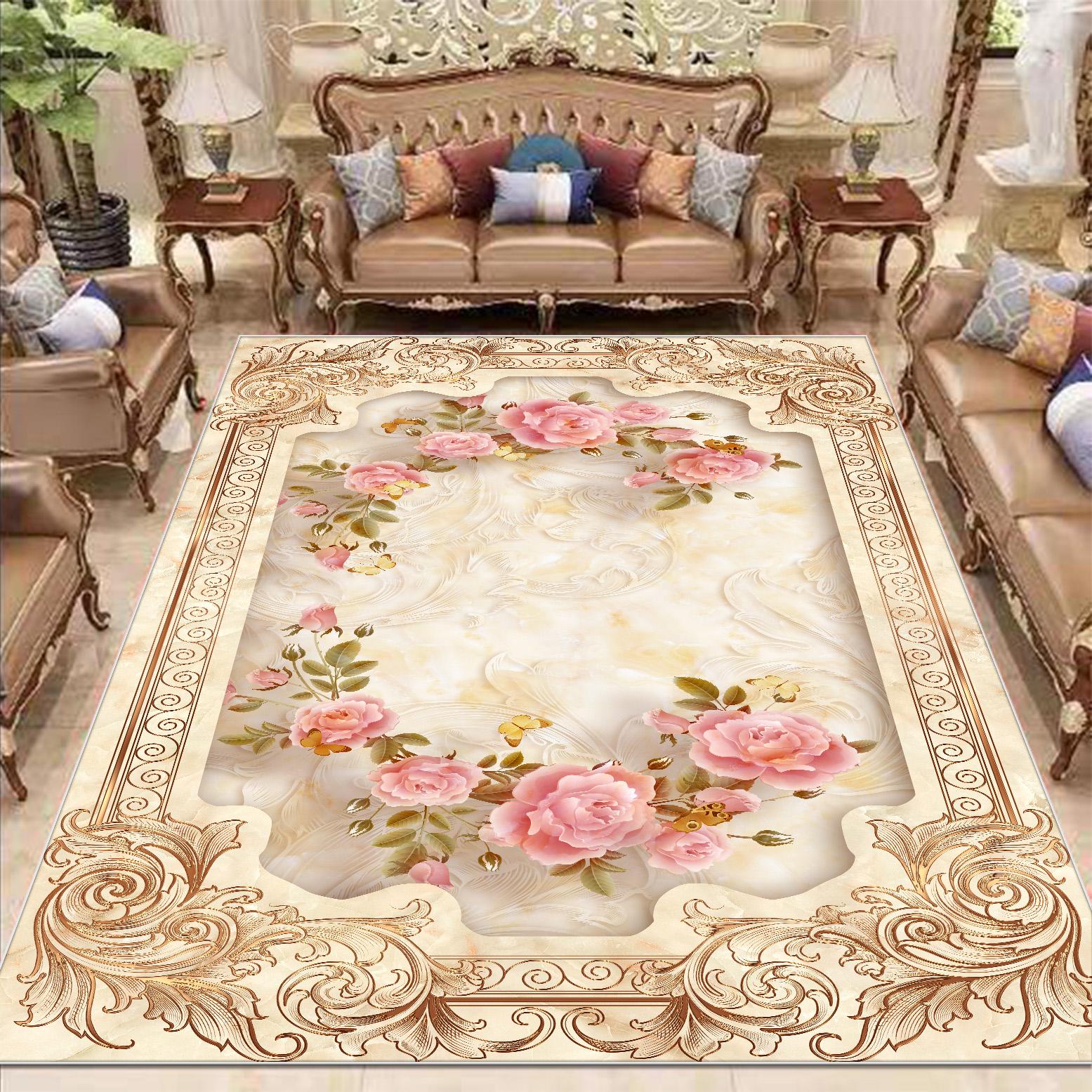 

European Style Carpet for Living Room Home Decoration Luxury Large Rugs Bedroom Bedside Non-slip Mats Lint-free Easy Clean Rug 60x90cm