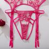Women's Sexy Rose Embroidery Shapewear Set Ultra-Sheer Mesh Push-Up Lingerie Set