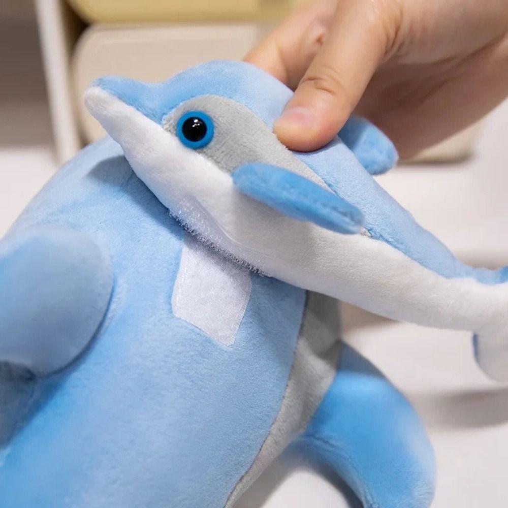 PP Cotton Blue Dolphin Plush Toys Marine Life Dolphin Sofa Pillow  Boys Girls