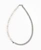 Acha Surgical Steel Chain & Pearl And Jade Mix Necklace _ Silver